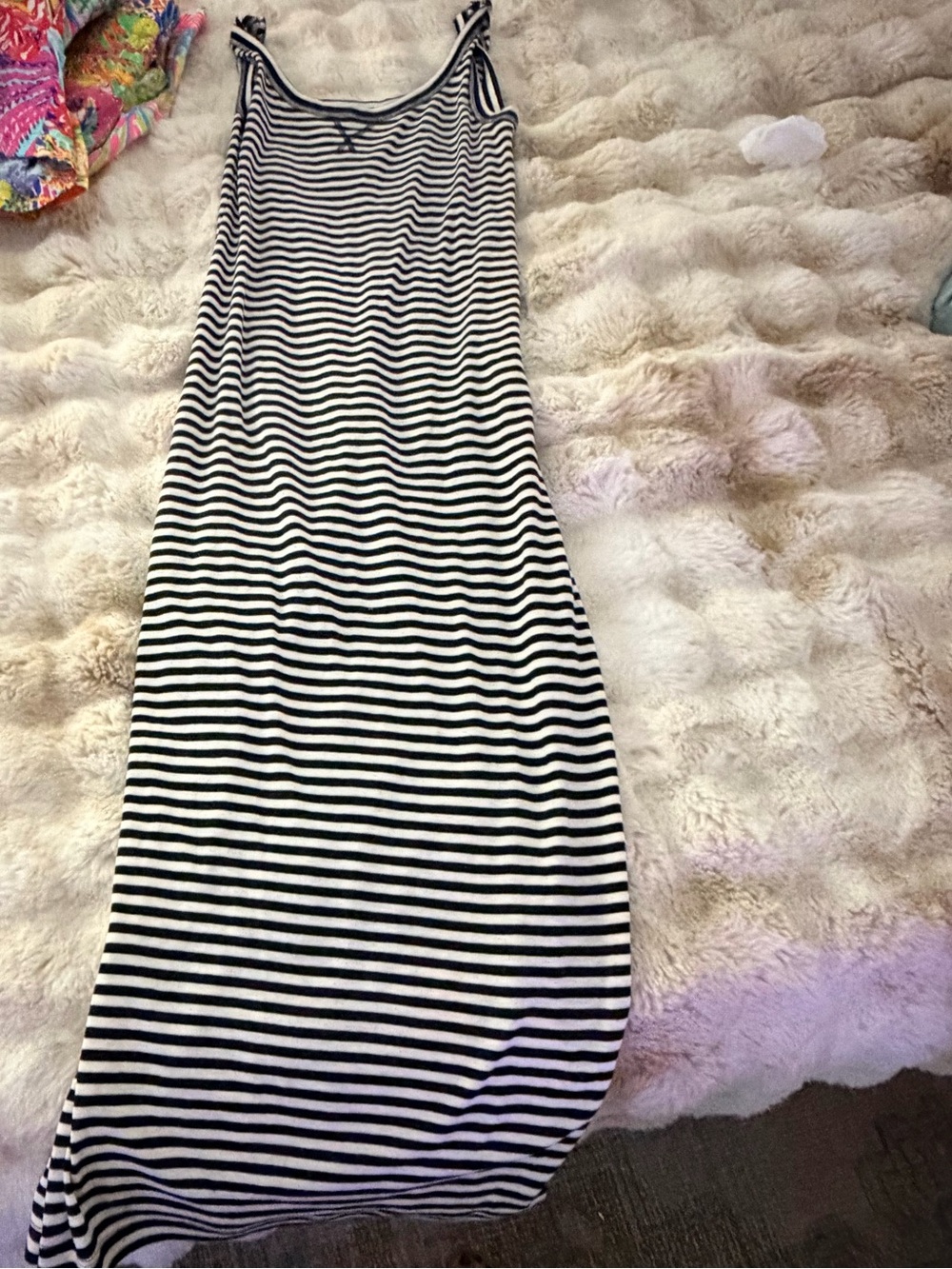 Taylor Loft Black and White Striped Tank Dress